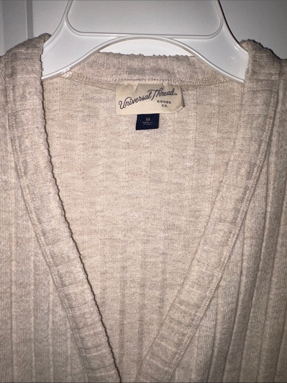 Target Beige Ribbed V-Neck Button Cardigan - Picture 2 of 5